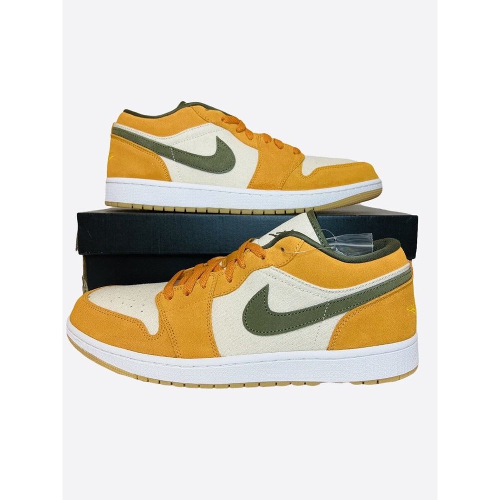 Air Jordan 1 Low SE White Light Curry Olive Sneakers DH6931-102, Men's Size 12.5